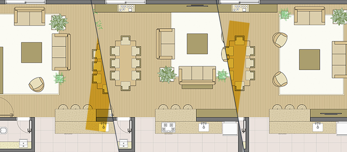 Dicas para transformar o espaço de casa: a ilustração indica o mesmo cômodo com móveis em disposições diferentes