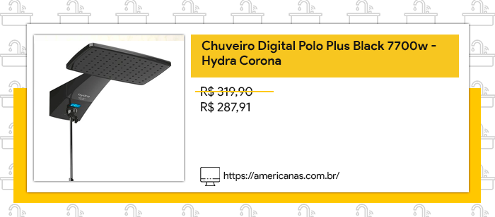 Chuveiro Digital Polo Plus Black Hydra Corona