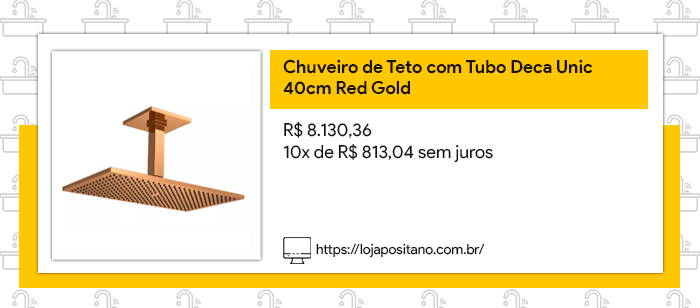 Chuveiro de Teto com Tubo Deca Unic Red Gold