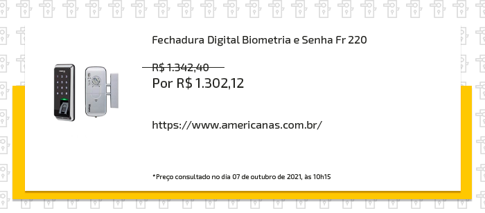 Fechadura digital biometria e senha FR 220