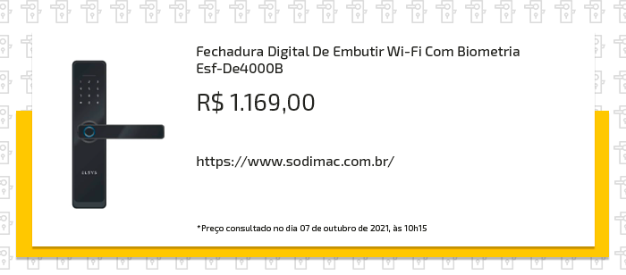 Fechadura digital wi-fi com biometria Esf-De4000B